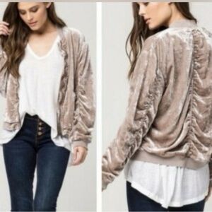 Free People Velour Ruched Jacket - S